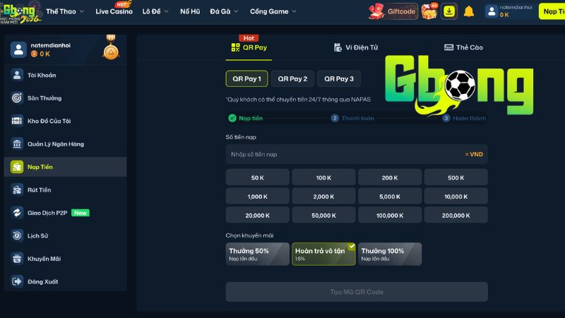 Hệ thống nạp tiền tại Gbong xử lý duyệt auto nhanh chóng Hệ thống nạp tiền tại Gbong xử lý duyệt auto nhanh chóng