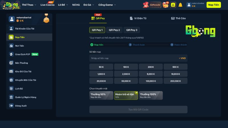 Các Hình Thức Nạp Tiền Gbong Được Ưa Chuộng Hiện Nay