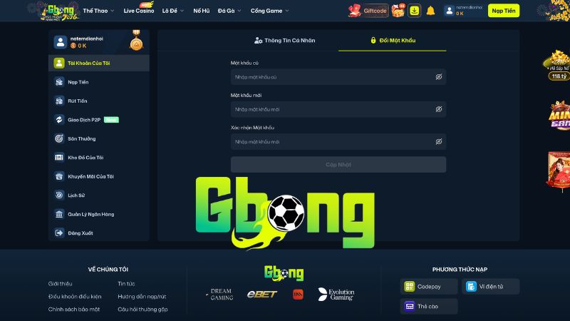 Cách đổi mật khẩu và cập nhật thông tin tài khoản