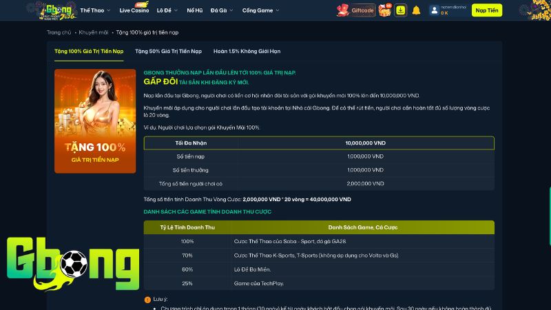 Thưởng Nạp Lần Đầu 100% – Nhân Đôi Số Dư Tức Thì