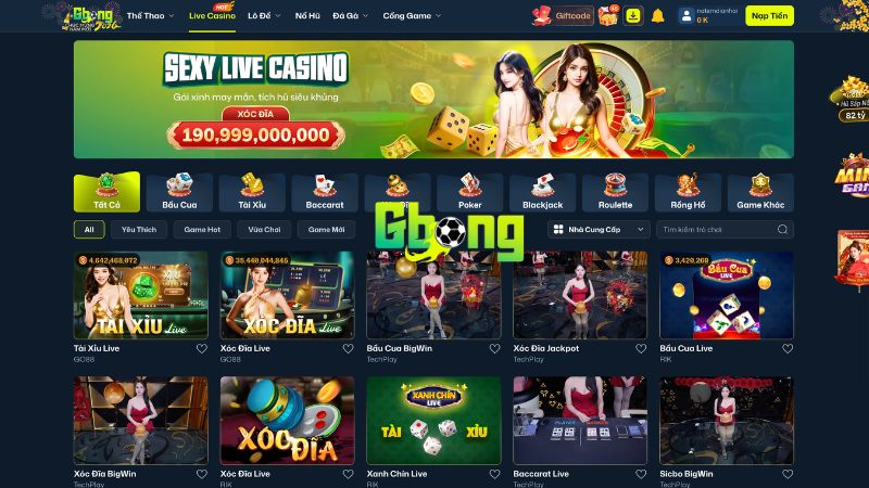 Top 5 Game Live Casino Được Ưa Chuộng Tại Live Casino Gbong 2026