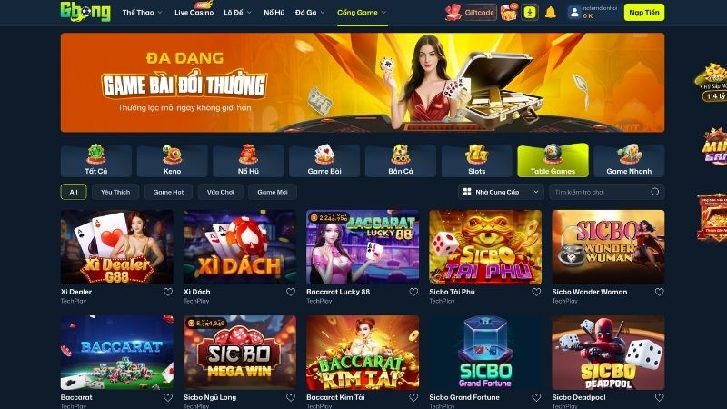 Top game bài Gbong đáng trải nghiệm nhất hiện nay